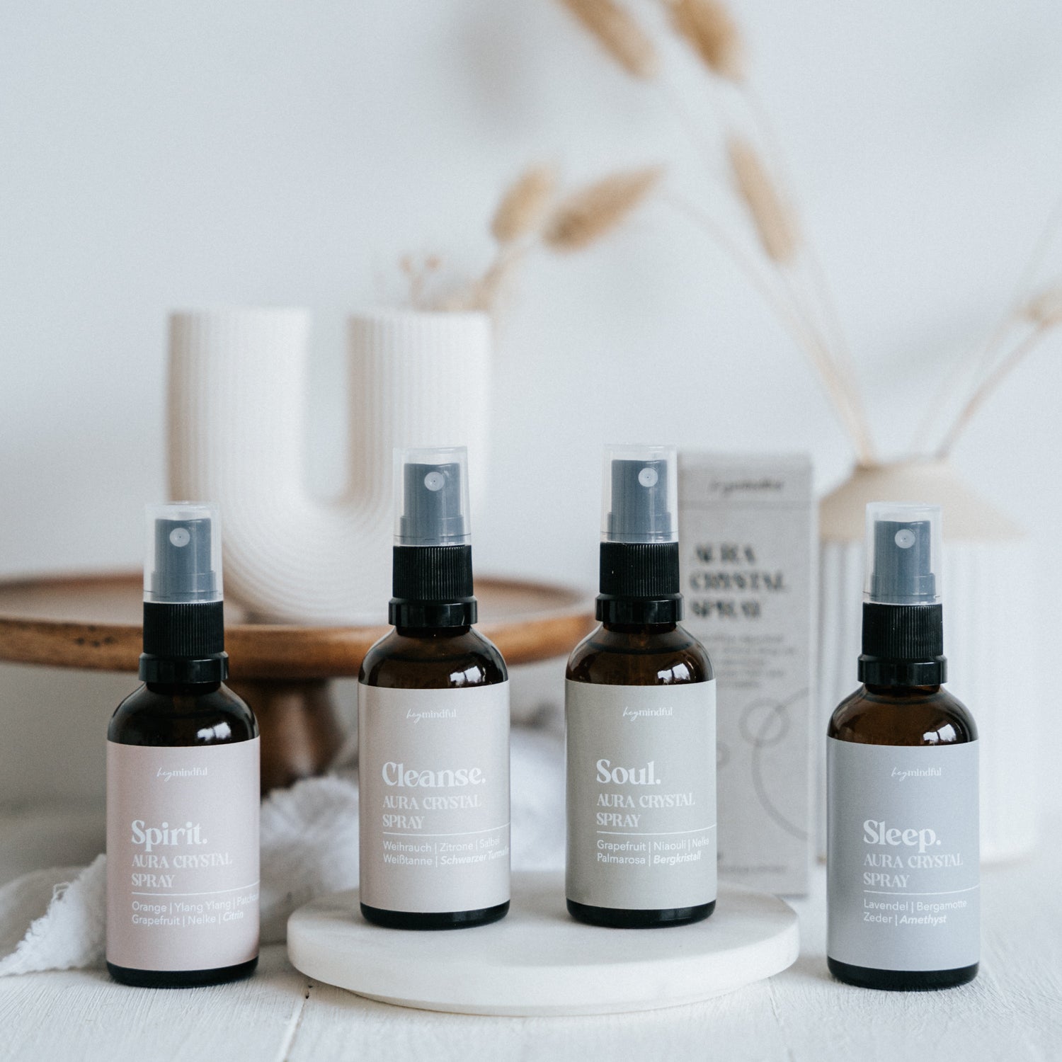 Aura Crystal Sprays von heymindful in vier magischen Sorten