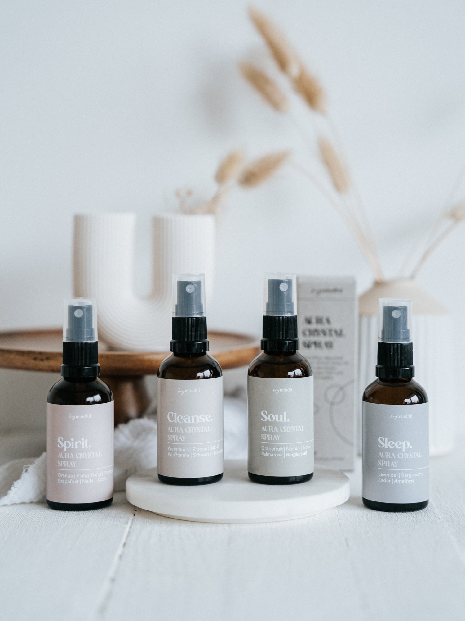 Aura Crystal Sprays von heymindful in vier magischen Sorten