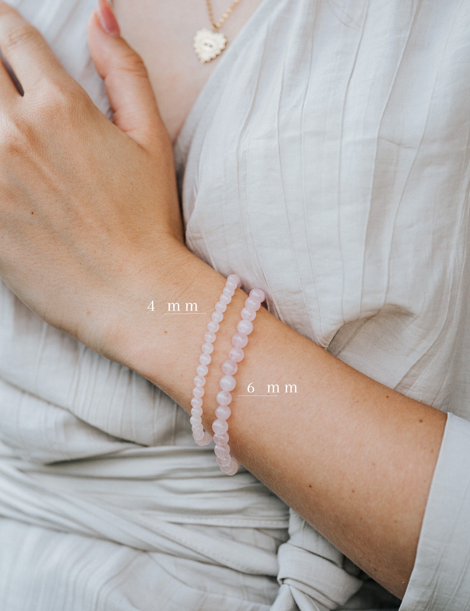 Rosenquarz Armband, rund