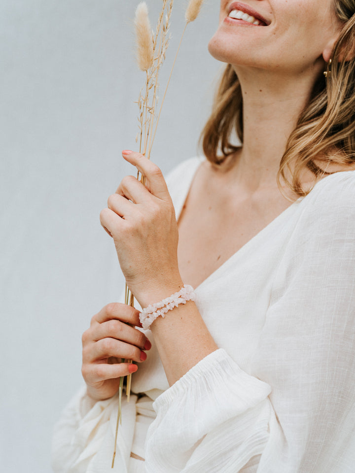 Rosenquarz Splitterarmband