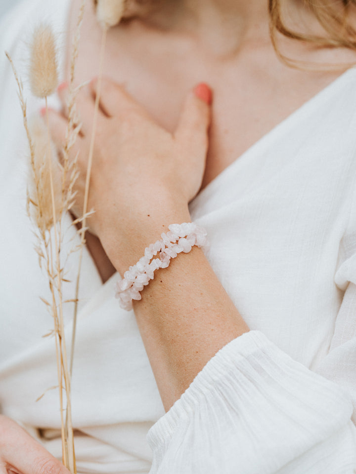 Rosenquarz Splitterarmband