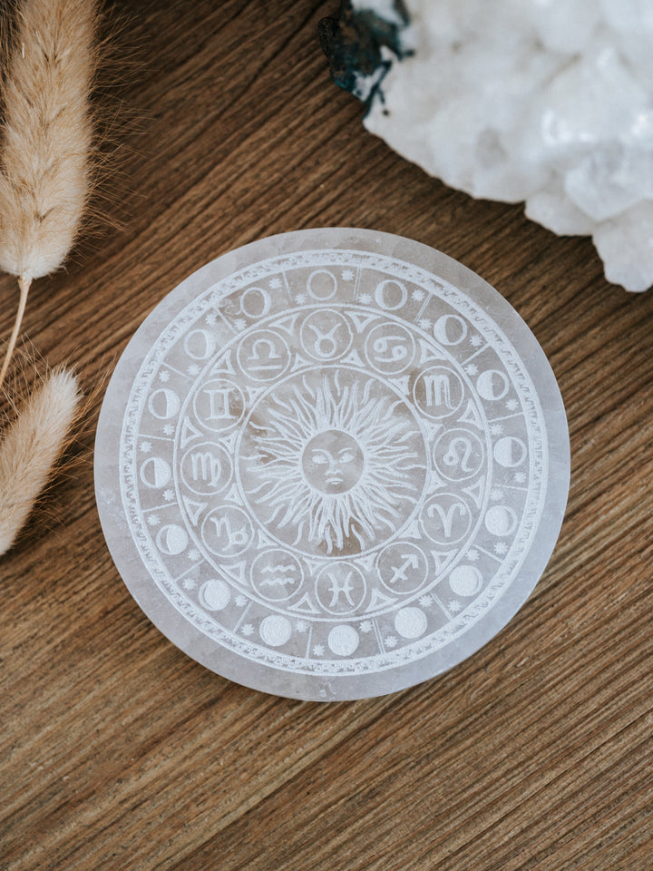 Selenit Astrologie Ladeplatte