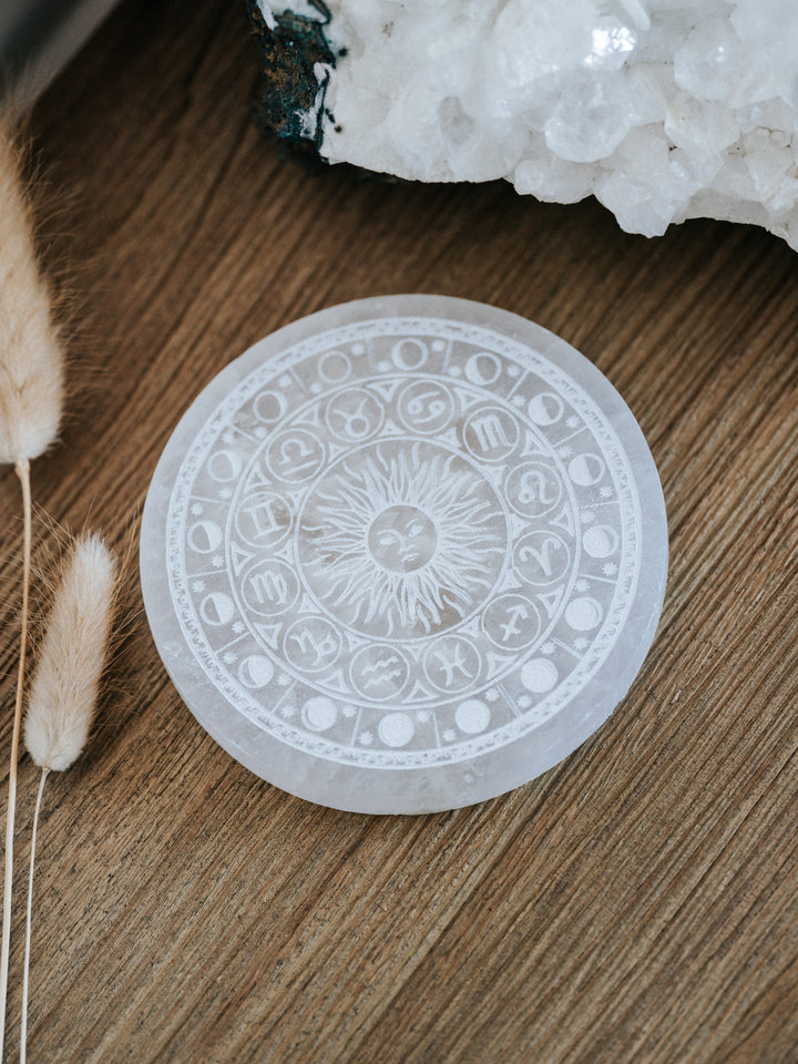 Selenit Astrologie Ladeplatte