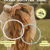 Sommer-Duo: Süßwasserperlen & Aquamarin Armband